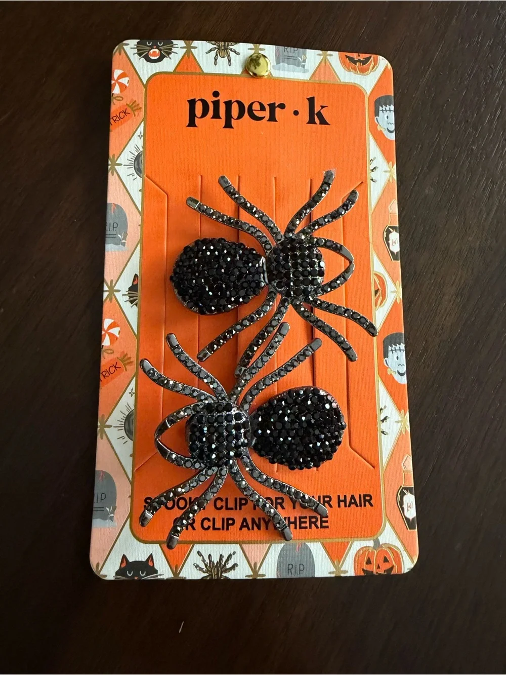 Piper Black Rhinestone Spider Hair Clips